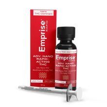 Charger l'image dans la galerie, Emprise Rapid Adv Nano rapid-acting THC product with red box and black bottle on a white background