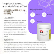 Load image into Gallery viewer, Mega CBG+CBD+THC 5500 Arnica Relief Cream
