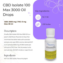 Load image into Gallery viewer, CBD Isolate 100 Max 3000 Oil Drops
