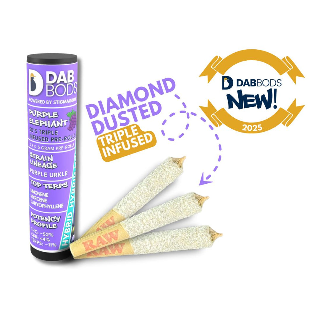Purple Elephant 50’s+ Triple Infused Pre-Rolls