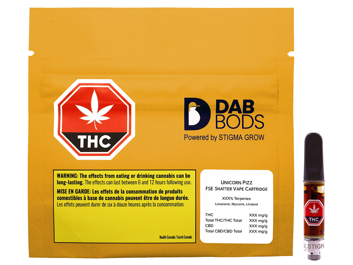 Dab Bods Unicorn Pizz FSE Shatter Vape Cartridge Herbal Dispatch Dab Bods Unicorn Pizz FSE Shatter Vape Cartridge Herbal Dispatch